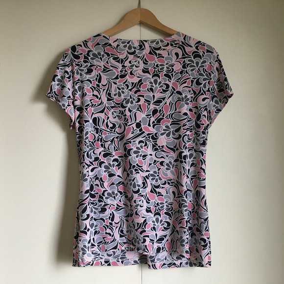 Retro Organic Print Stretchy Ruched Top - Picture 2 of 15